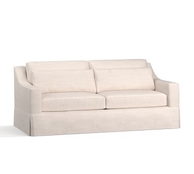 York Slope Arm Slipcovered Deep Seat Sofa 81" 3-Seater, Down Blend Wrapped Cushions, Performance Heathered Tweed Pebble - Image 3