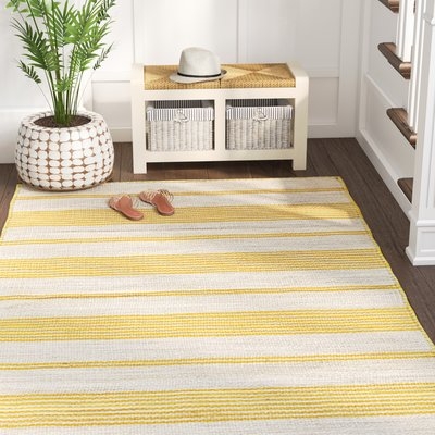 Alicea Hand-Woven Gold Area Rug - Image 0