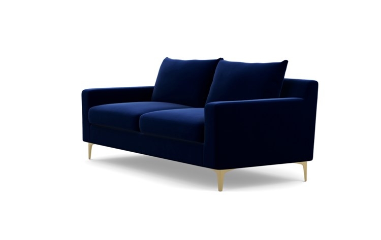 Sloan Sofa with Oxford Blue Fabric and Brass Plated legs - Image 4
