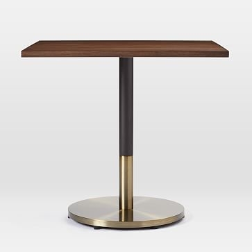 Orbit Base Square Dining Table, Dark Walnut, Antique Bronze/Blackened Brass - Image 0
