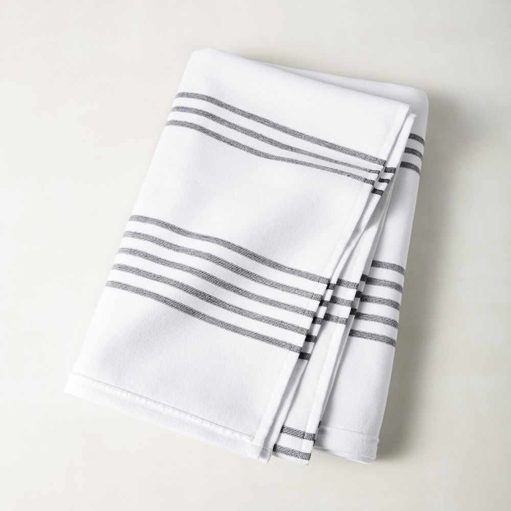 Raya Black and White Striped Bath Towel - Image 0