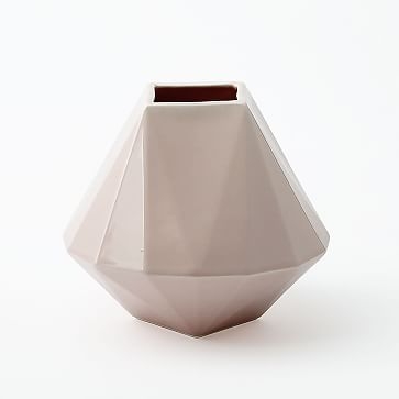 Faceted Porcelain Vase, 5.25", Dark Grey - Image 0