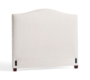 Raleigh Curved Upholstered Tall Headboard 58"h, without Nailheads, King, Twill White - Image 3