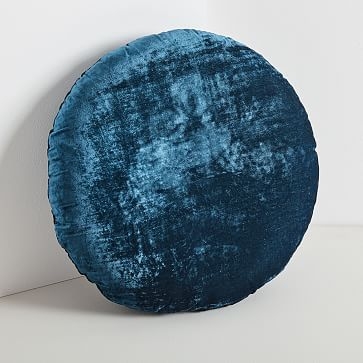 Round Lush Velvet Pillows, Regal Blue - Image 0