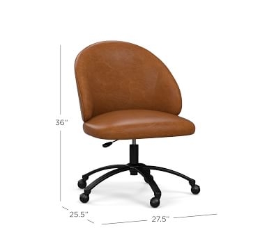 Ryker Leather Desk Chair, Bronze Swivel Base, Vintage Caramel - Image 3