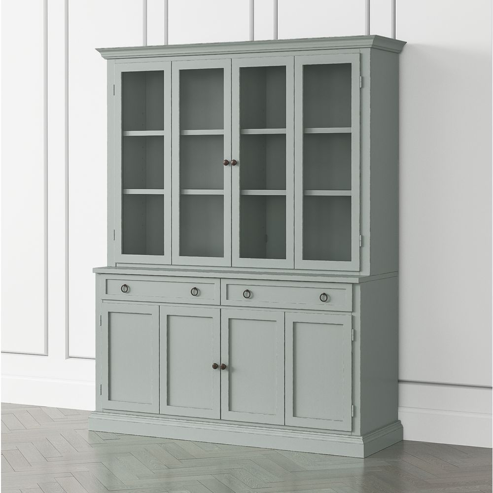 Cameo Blue Grey 2-Piece Entertainment Center with Wood and Glass Doors - Image 0