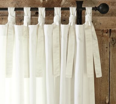 Textured Cotton Tie-Top Drape, 50 x 96", White - Image 3