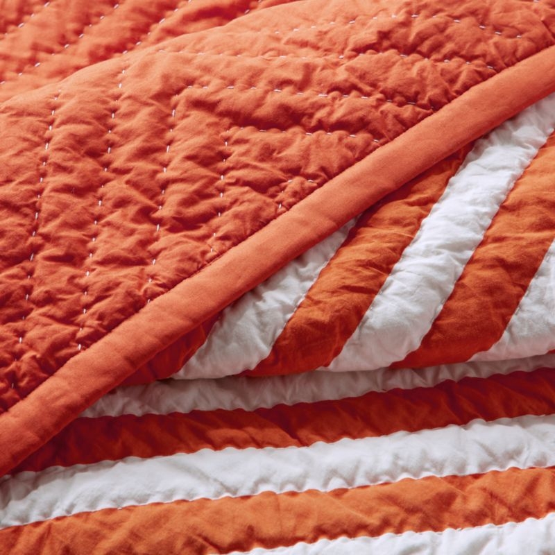 Orange and White Geometric Twin Quilt - Image 2