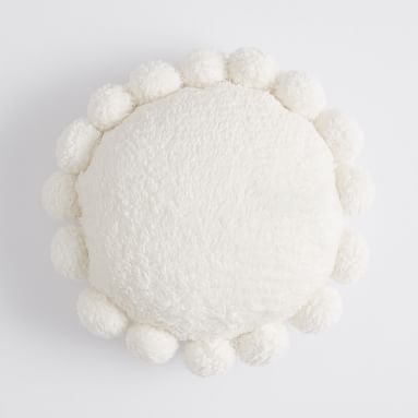 Cozy Pom Pillow, 14" diam, Ivory - Image 1