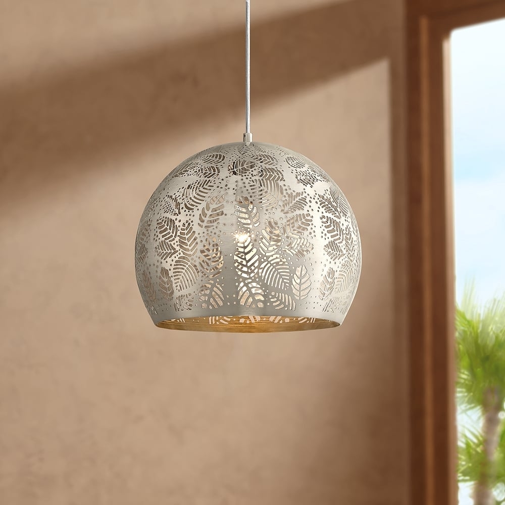 Regency Hill Safi 11 3/4" Wide Brushed Nickel Moroccan Mini Pendant - Image 0