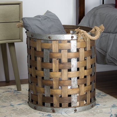 Rustic Bamboo and Metal Basket - Image 0