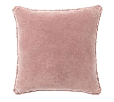 Fringe Velvet Pillow Cover, 22", Blush - Image 2
