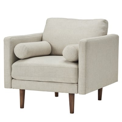 Desalvo Oatmeal Tweed Fabric Tapered Armchair - Image 0