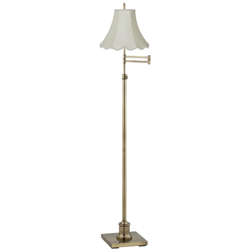 360 Lighting Westbury Scalloped Bell Brass Adjustable Swing Arm Floor Lamp - Image 0