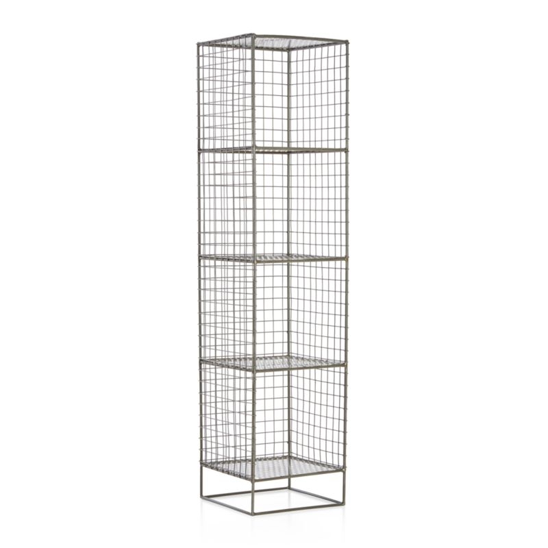 On the Grid Graphite 4-Cube Narrow Bookcase - Image 1