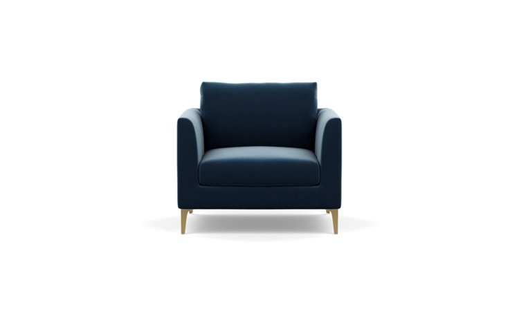 Owens Accent Chair with Blue Sapphire Fabric and Brass Plated legs - Image 0