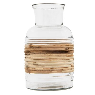 Clear Glass Vase With Wrapped Rattan Accent - Image 0