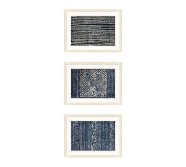 Indigo Batik Framed Paper Print, Set of 3 - Image 0
