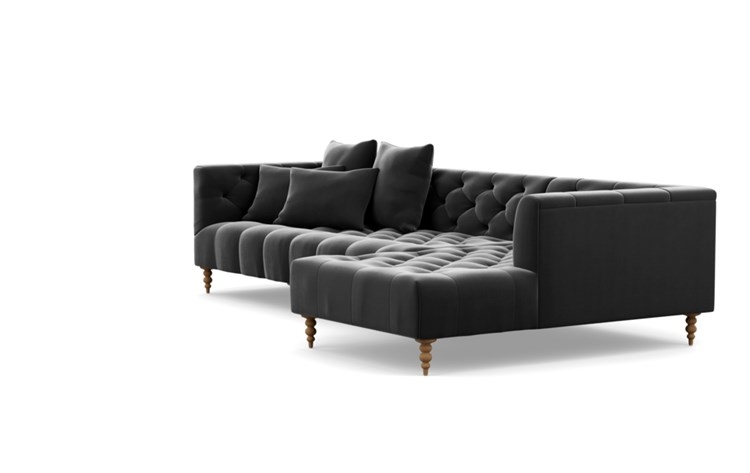 Ms. Chesterfield Chaise Sectional with Narwhal Fabric and Natural Oak legs - Image 4