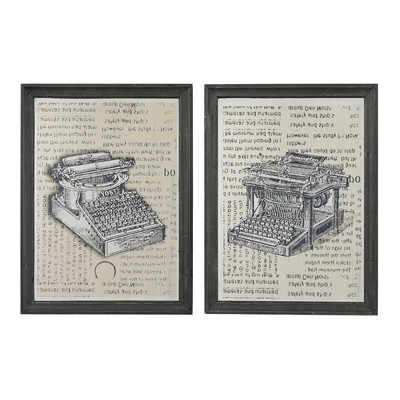 'Antique Typewriter' 2 Piece Framed Graphic Art Set - Image 0