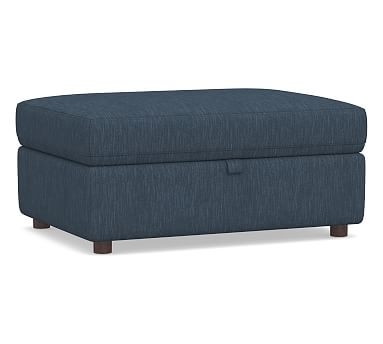 Ultra Lounge Upholstered Storage Ottoman, Polyester Wrapped Cushions, Performance Heathered Tweed Indigo - Image 0