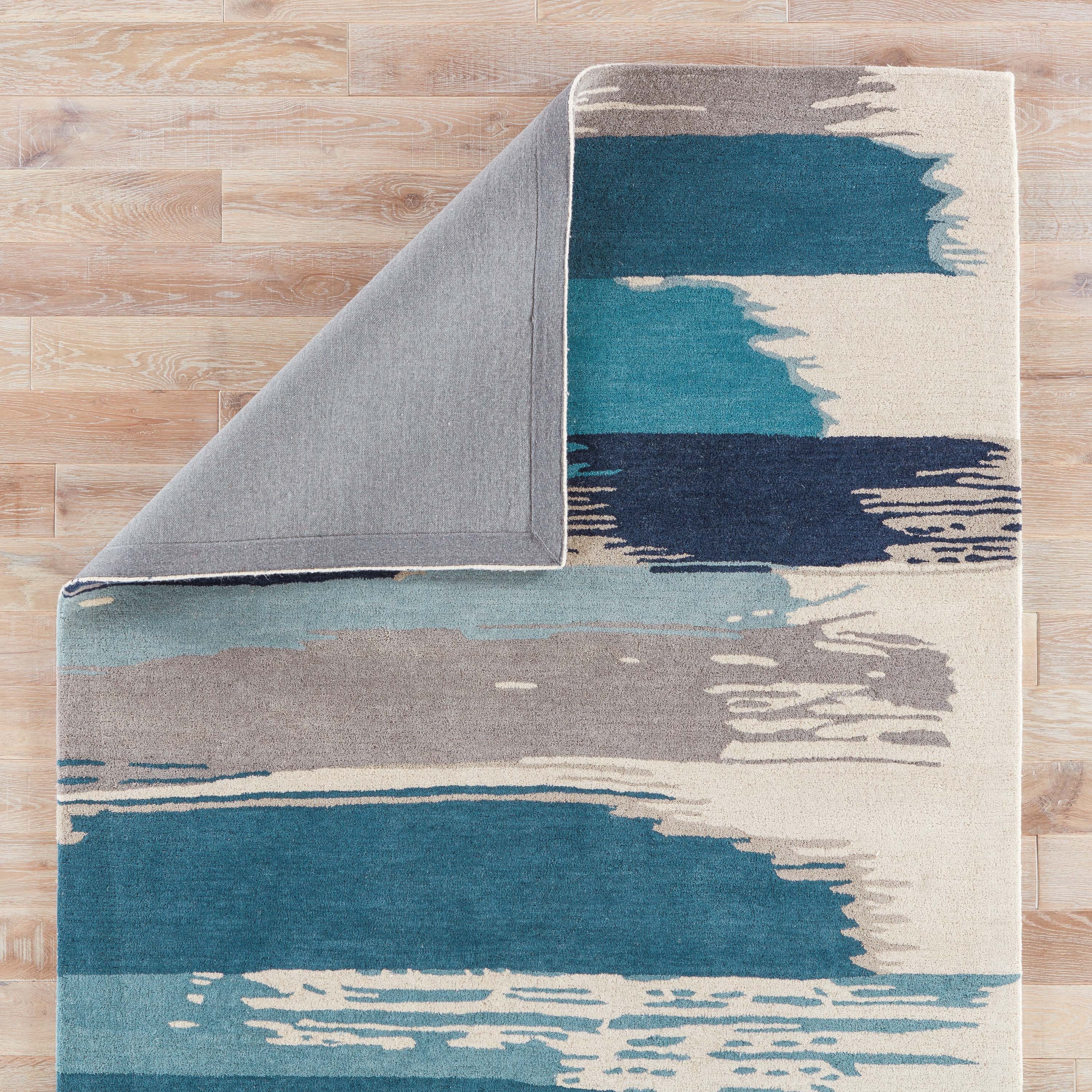 Luli Sanchez by Painterly Handmade Abstract Blue/ Gray Area Rug (5' X 8') - Image 2