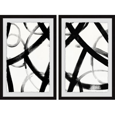 'Monochrome Ripple Diptych' 2 Piece Framed Print Set - Image 0