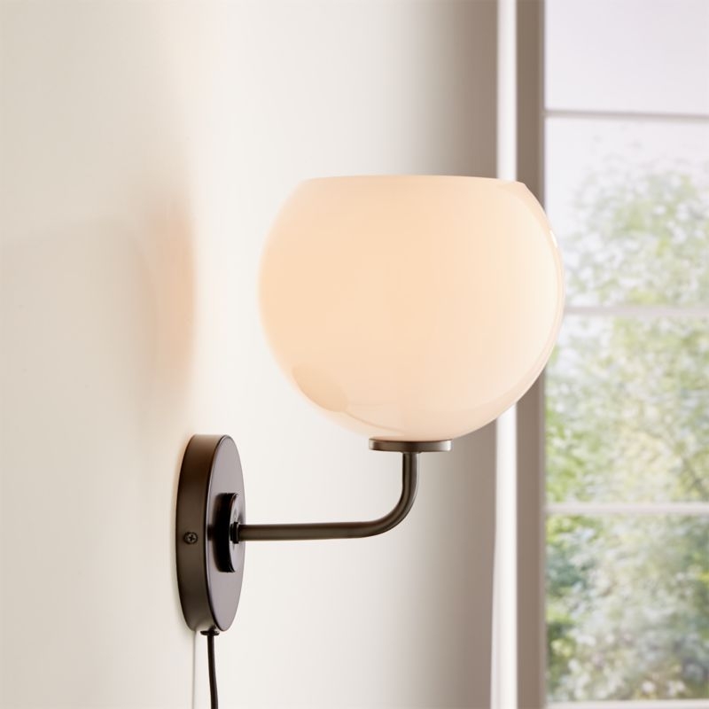 Arren Black Plug In Wall Sconce Light with Clear Angled Shade - Image 9