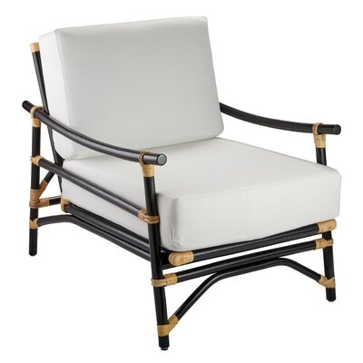 Cayuga Lounge Chair In Black & Cream Rattan With Off White Cushions - Image 0