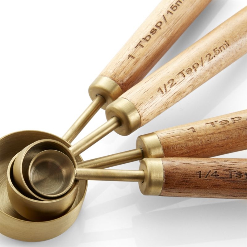 Acacia Wood and Gold Measuring Spoons, Set of 4 - Image 3