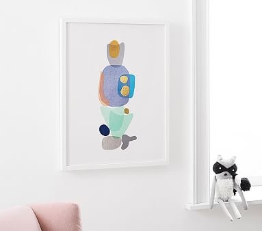 west elm x pbk Navy Blue Gold Totem Wall Art by Minted(R), Grey, 16x20 - Image 1