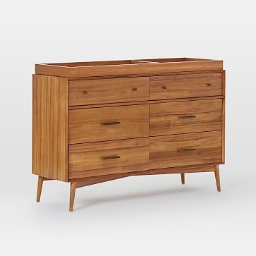 Mid-Century 6-Drawer Changing Table and Topper, Acorn - Image 2