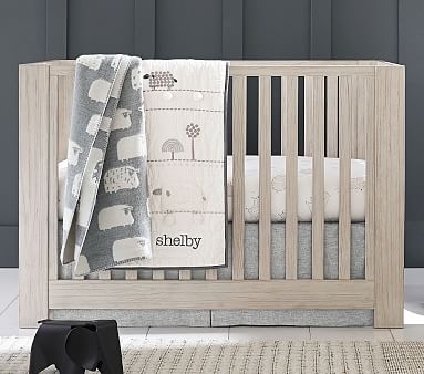 Organic Shelby Sheep Crib Fitted Sheet, Crib Fitted, Grey - Image 1