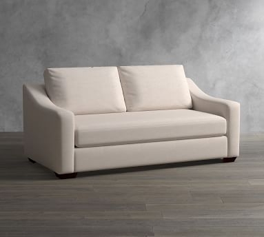 Big Sur Slope Arm Upholstered Sofa 82", Down Blend Wrapped Cushions, Performance Plush Velvet Navy - Image 2