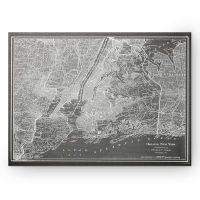 'NYC Sketch Map' Graphic Art Print on Wrapped Canvas in Gray - Image 0