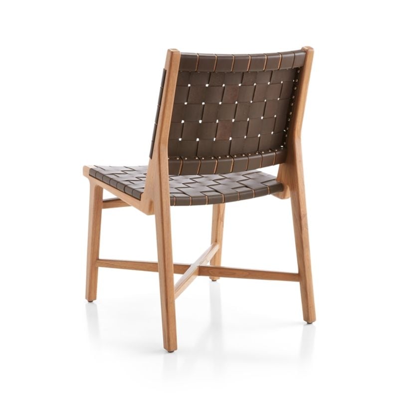 Taj Brown Woven Leather Dining Chair - Image 4