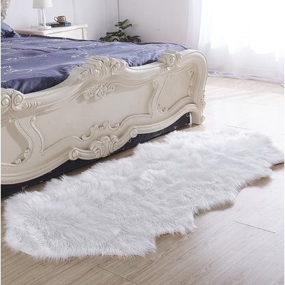 Haywards Luxury Hand-Tufted Faux Fur White Area Rug - Image 0