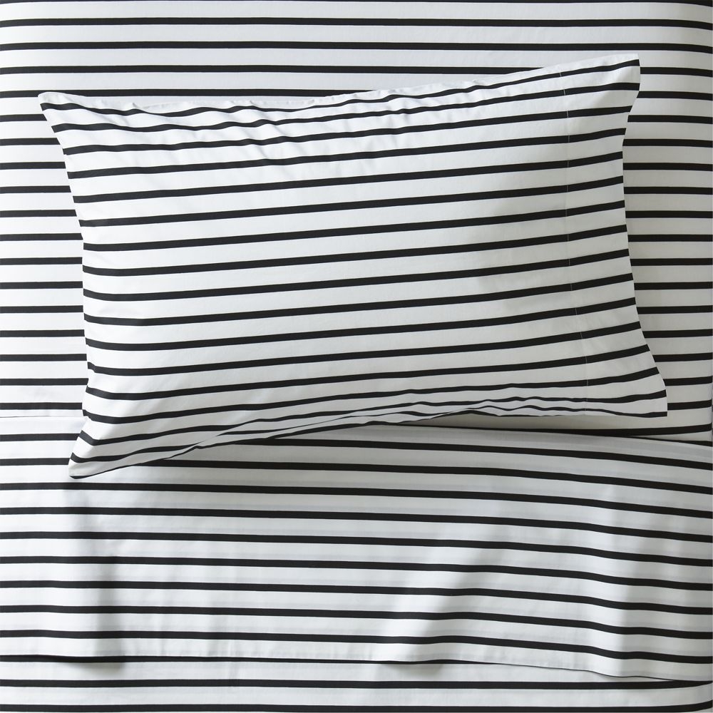 Organic Black Stripe Twin Sheet Set - Image 0