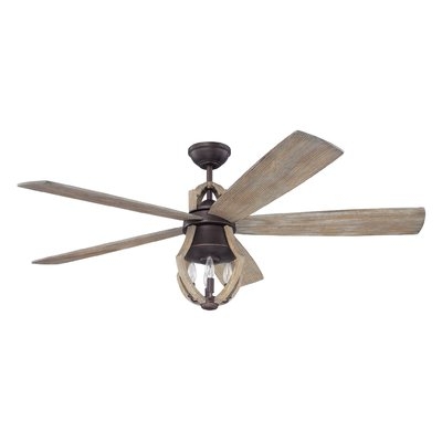 56" Tollison 5 Blade Ceiling Fan with Remote, Light Kit Included - Image 0