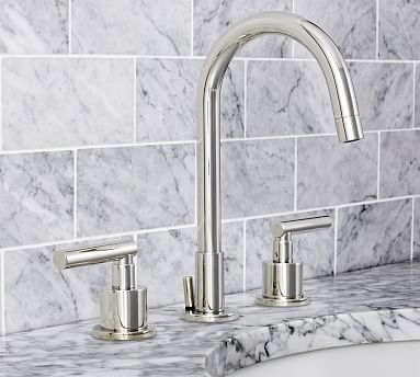 Polished Nickel Exton Lever Handle Widespread Bathroom Sink Faucet - Image 0