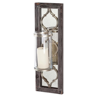 Mirrored Glass/Wood Candle Sconce - Image 0