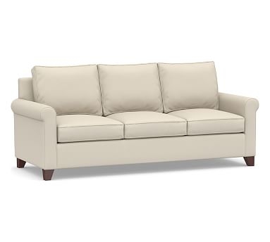 Cameron Roll Arm Upholstered Grand Sofa 98", Polyester Wrapped Cushions, Performance Brushed Basketweave Ivory - Image 2