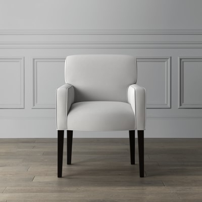 Fitzgerald Dining Armchair, Pebbled Leather, White, Ebony Leg - Image 2