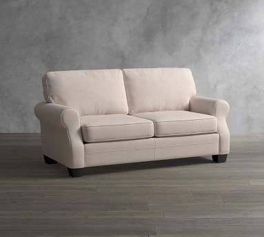 SoMa Fremont Roll Arm Upholstered Sofa 74", Polyester Wrapped Cushions, Sunbrella(R) Performance Slub Tweed Ash - Image 1