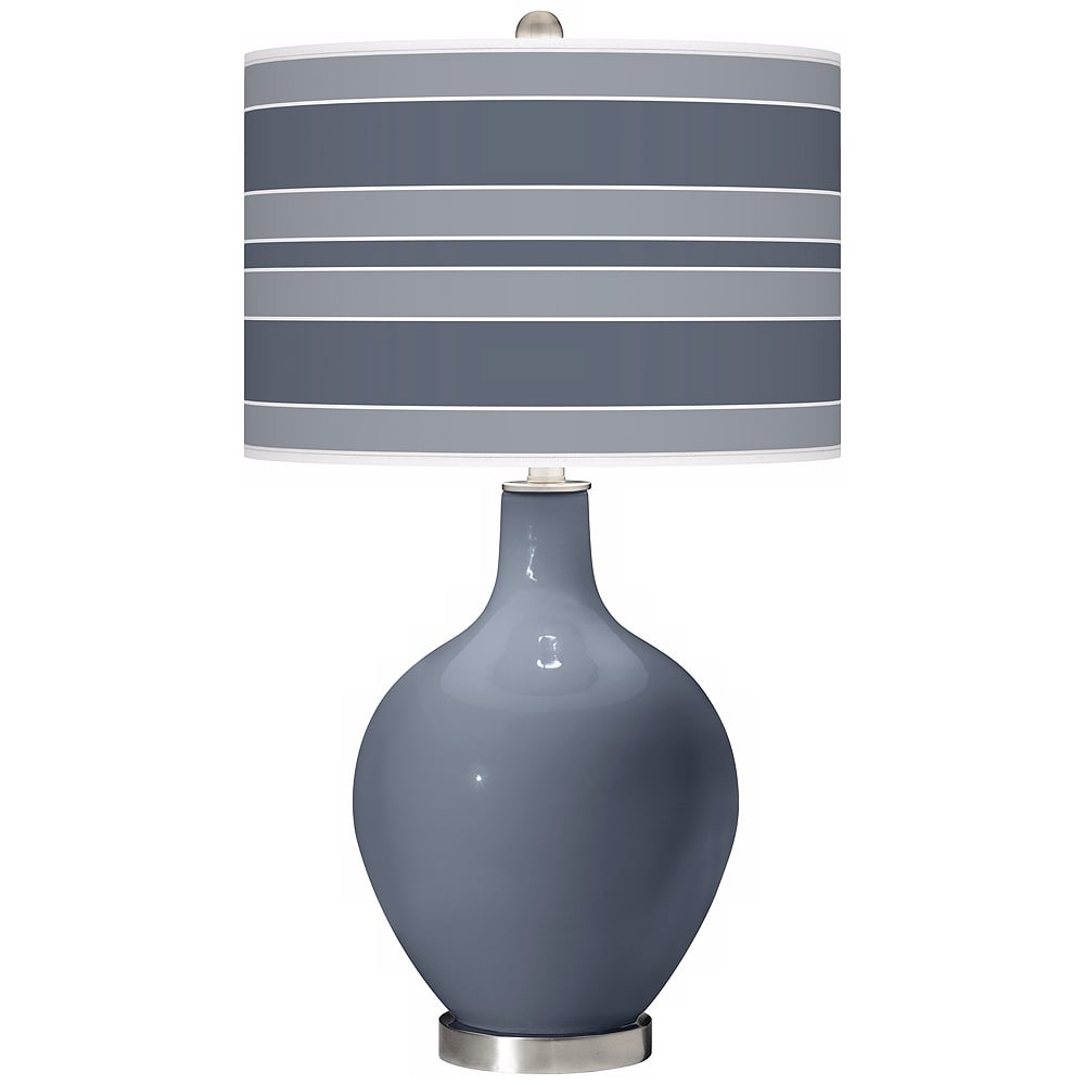 Color Plus Ovo 28 1/2" Bold Stripe Shade Granite Peak Gray Table Lamp - Image 0