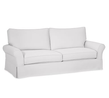 PB Comfort Roll Arm Slipcovered Grand Sofa 92", Box Edge Memory Foam Cushions, Twill White - Image 0