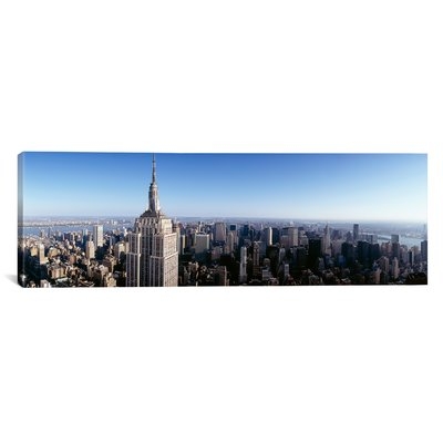 Panoramic Aerial View of a Cityscape, Empire State Building, Manhattan, New York City, New York State Photographic Print on Canvas - Image 0
