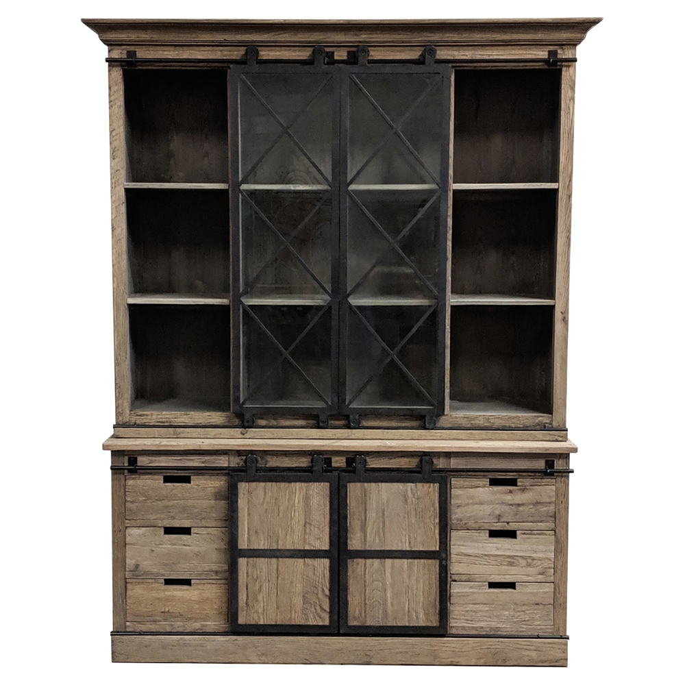 Barry Rustic Lodge Black Reclaimed Oak Barn Door Bookcase - Image 0