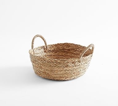 Moroccan Woven Tote Basket, Low - Image 0
