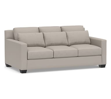 York Square Arm Upholstered Deep Seat Sofa 79", Down Blend Wrapped Cushions, Performance Twill Silver Taupe - Image 0